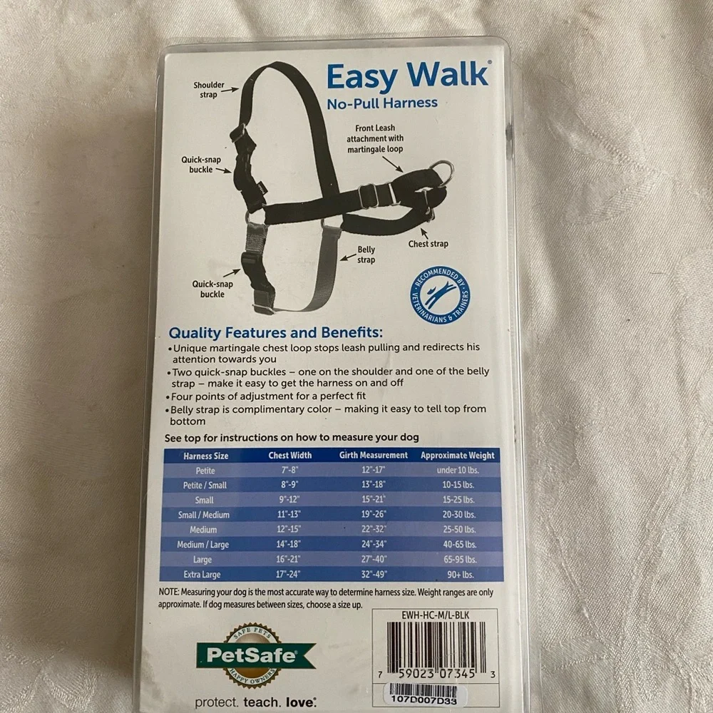 PetSafe Black and Silver Dog Harness for Easy Walks NEW